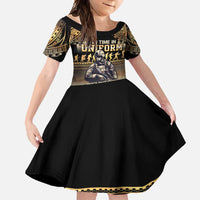 Polynesia Veterans Day Family Matching Long Sleeve Bodycon Dress and Hawaiian Shirt Thank You Veterans Polynesian Pattern LT05 Daughter's Dress Gold - Polynesian Pride