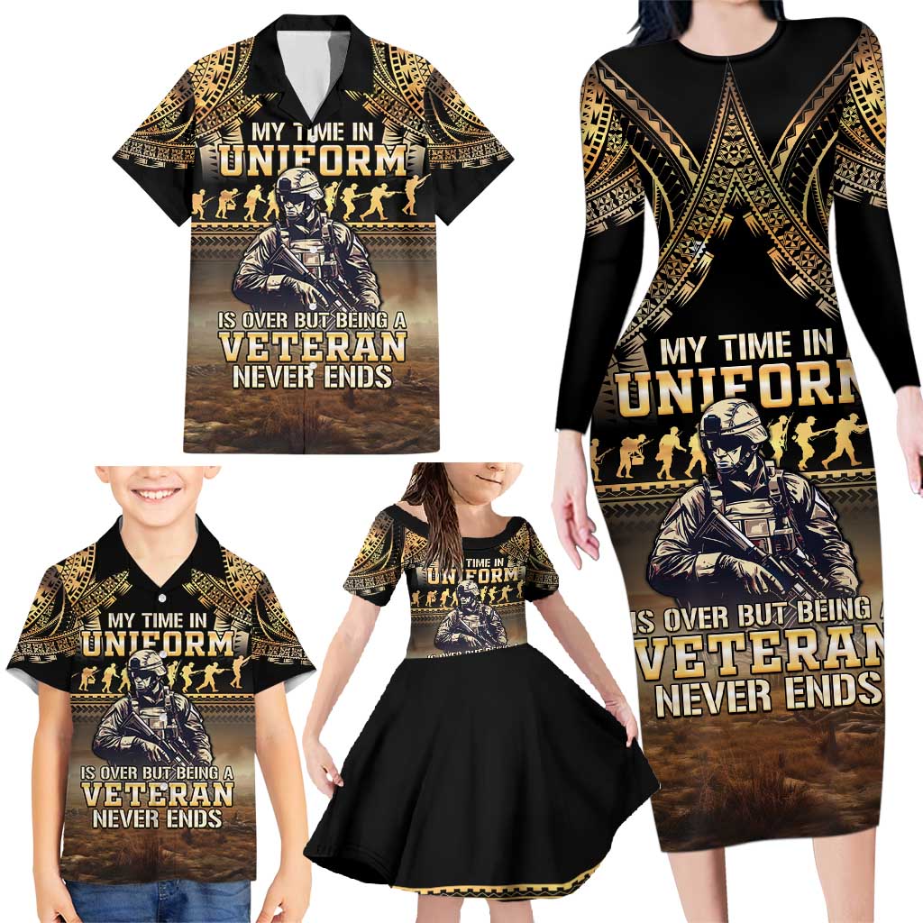 Polynesia Veterans Day Family Matching Long Sleeve Bodycon Dress and Hawaiian Shirt Thank You Veterans Polynesian Pattern LT05 - Polynesian Pride