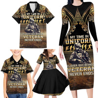 Polynesia Veterans Day Family Matching Long Sleeve Bodycon Dress and Hawaiian Shirt Thank You Veterans Polynesian Pattern LT05 - Polynesian Pride