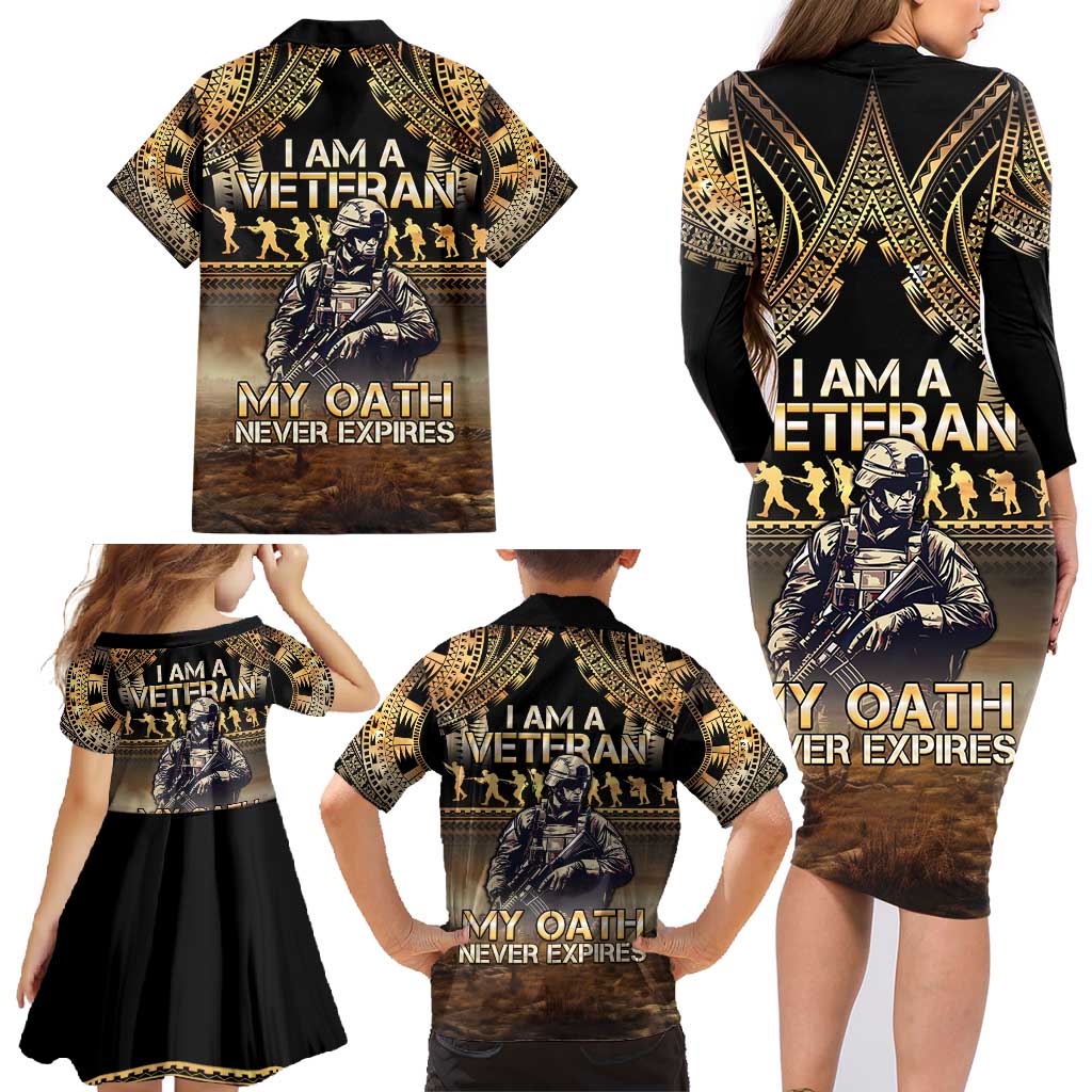 Polynesia Veterans Day Family Matching Long Sleeve Bodycon Dress and Hawaiian Shirt Thank You Veterans Polynesian Pattern LT05 - Polynesian Pride