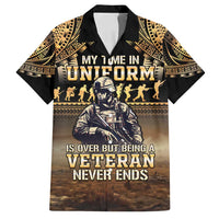 Polynesia Veterans Day Family Matching Long Sleeve Bodycon Dress and Hawaiian Shirt Thank You Veterans Polynesian Pattern LT05 Dad's Shirt - Short Sleeve Gold - Polynesian Pride