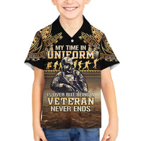 Polynesia Veterans Day Family Matching Long Sleeve Bodycon Dress and Hawaiian Shirt Thank You Veterans Polynesian Pattern LT05 Son's Shirt Gold - Polynesian Pride
