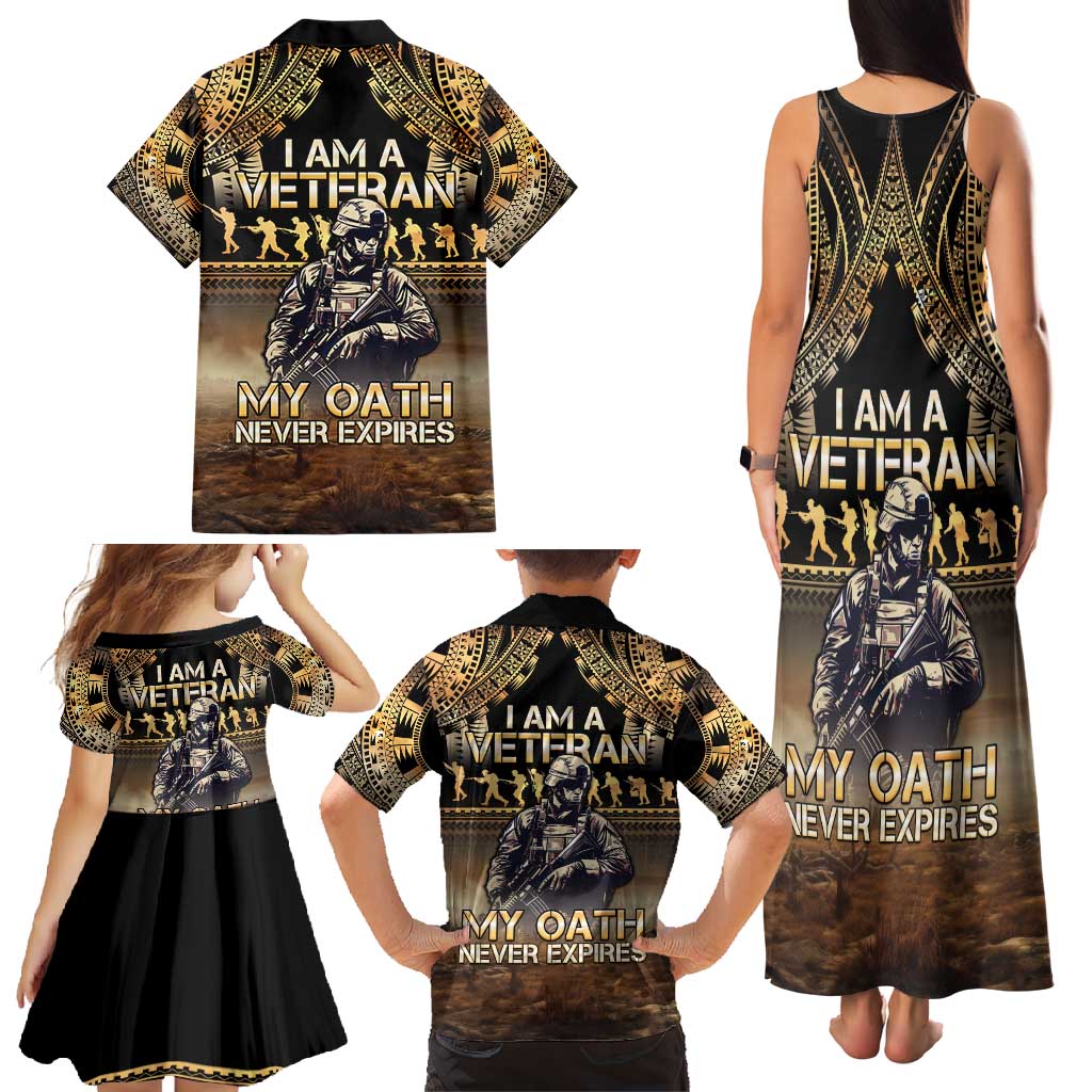 Polynesia Veterans Day Family Matching Tank Maxi Dress and Hawaiian Shirt Thank You Veterans Polynesian Pattern