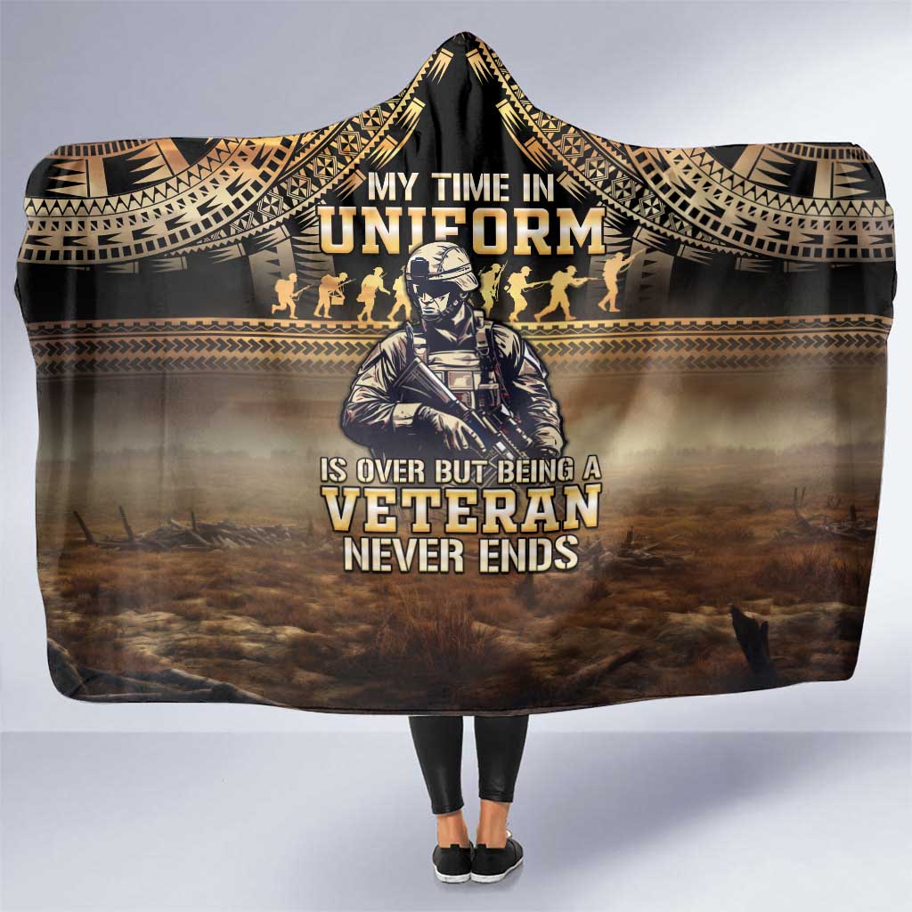 Polynesia Veterans Day Hooded Blanket Thank You Veterans Polynesian Pattern