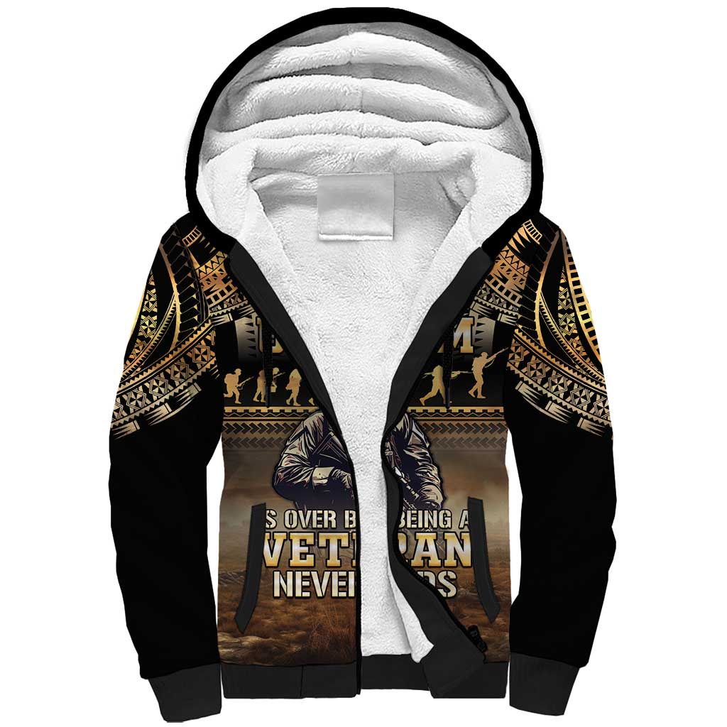 Polynesia Veterans Day Sherpa Hoodie Thank You Veterans Polynesian Pattern