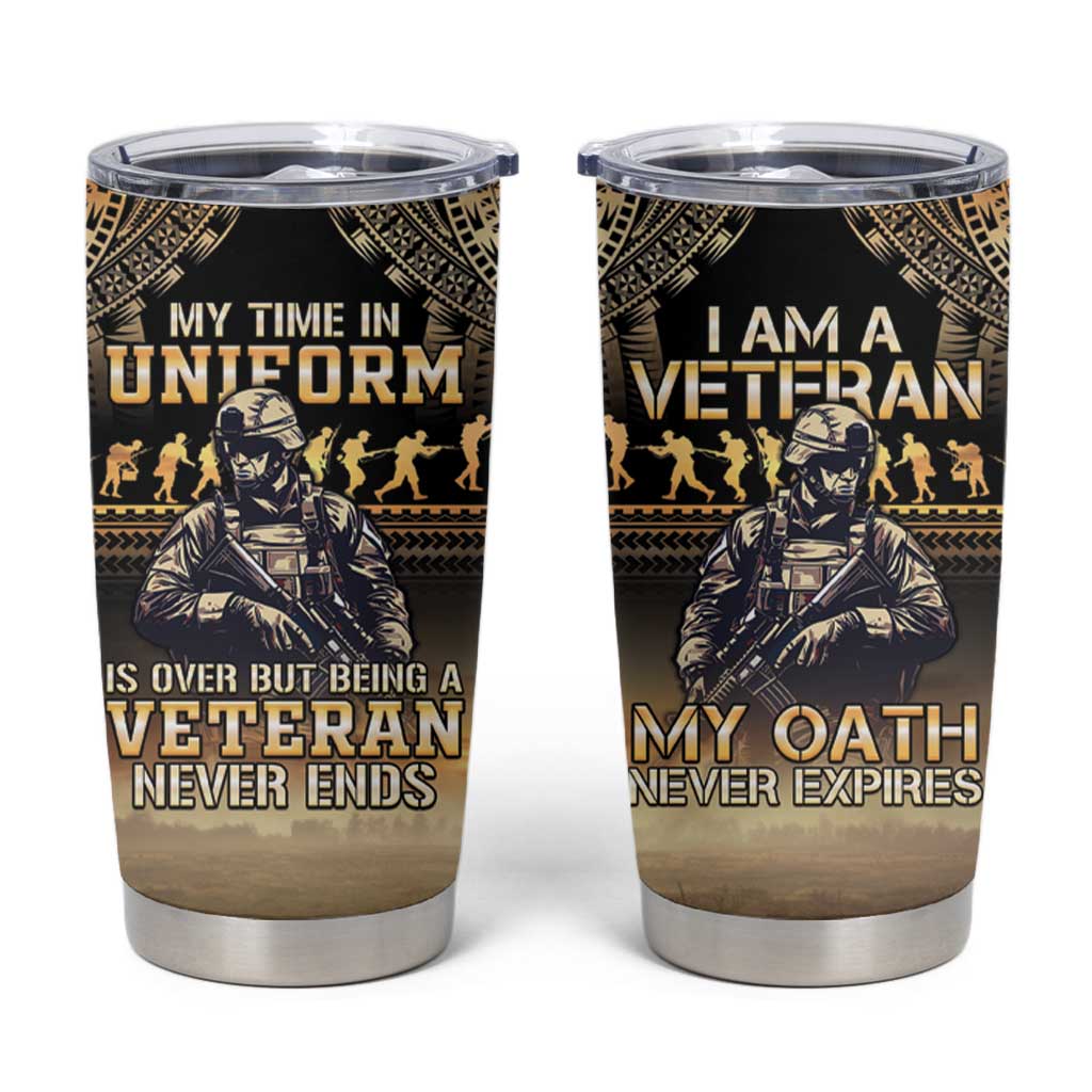 Polynesia Veterans Day Tumbler Cup Thank You Veterans Polynesian Pattern