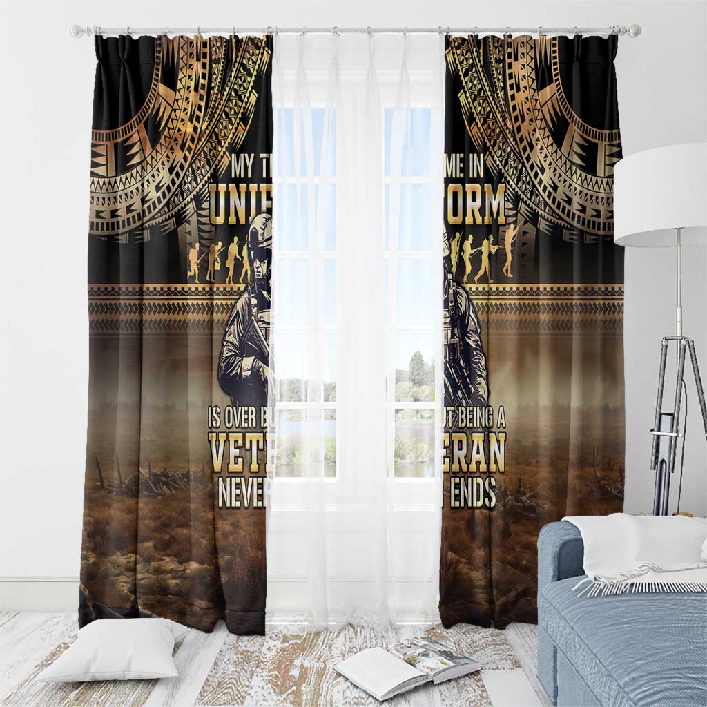 Polynesia Veterans Day Window Curtain Thank You Veterans Polynesian Pattern