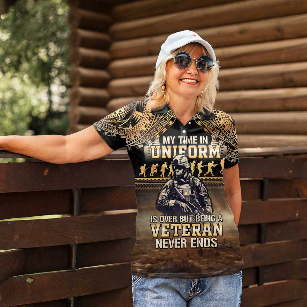 Polynesia Veterans Day Women Polo Shirt Thank You Veterans Polynesian Pattern