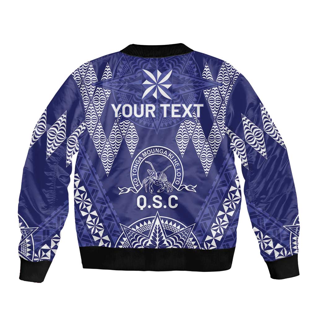 Personalised Queen Salote College Centenary Bomber Jacket Tongan Kupesi Pattern - Polynesian Pride