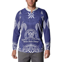 Personalised Queen Salote College Centenary Button Sweatshirt Tongan Kupesi Pattern - Polynesian Pride