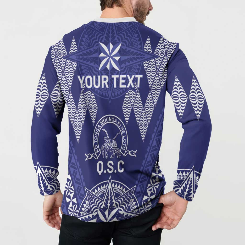 Personalised Queen Salote College Centenary Button Sweatshirt Tongan Kupesi Pattern - Polynesian Pride