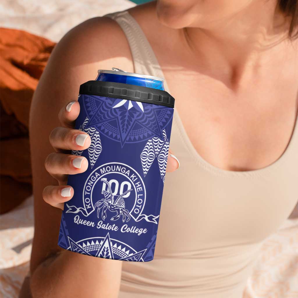 Personalised Queen Salote College Centenary 4 in 1 Can Cooler Tumbler Tongan Kupesi Pattern - Polynesian Pride