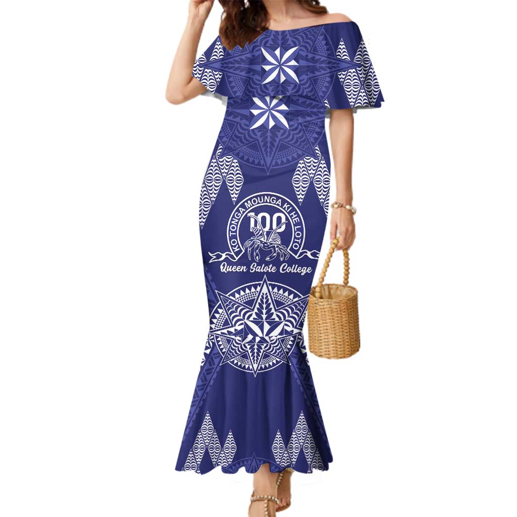 Personalised Queen Salote College Centenary Family Matching Mermaid Dress and Hawaiian Shirt Tongan Kupesi Pattern - Polynesian Pride