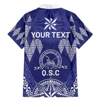 Personalised Queen Salote College Centenary Family Matching Off The Shoulder Long Sleeve Dress and Hawaiian Shirt Tongan Kupesi Pattern - Polynesian Pride