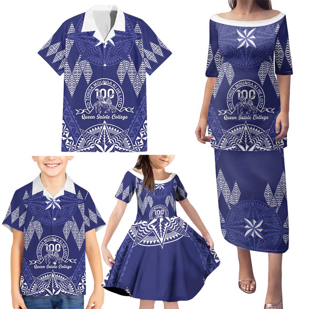 Personalised Queen Salote College Centenary Family Matching Puletasi and Hawaiian Shirt Tongan Kupesi Pattern - Polynesian Pride