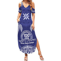 Personalised Queen Salote College Centenary Family Matching Summer Maxi Dress and Hawaiian Shirt Tongan Kupesi Pattern - Polynesian Pride