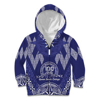 Personalised Queen Salote College Centenary Kid Hoodie Tongan Kupesi Pattern - Polynesian Pride