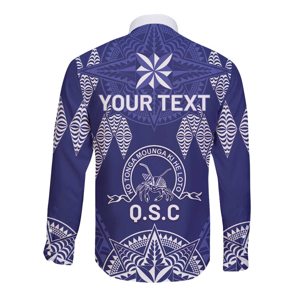 Personalised Queen Salote College Centenary Long Sleeve Button Shirt Tongan Kupesi Pattern - Polynesian Pride