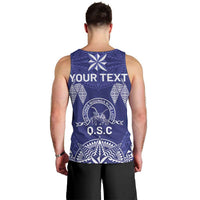 Personalised Queen Salote College Centenary Men Tank Top Tongan Kupesi Pattern - Polynesian Pride
