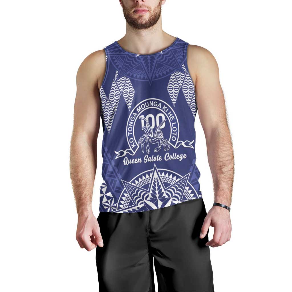 Personalised Queen Salote College Centenary Men Tank Top Tongan Kupesi Pattern - Polynesian Pride