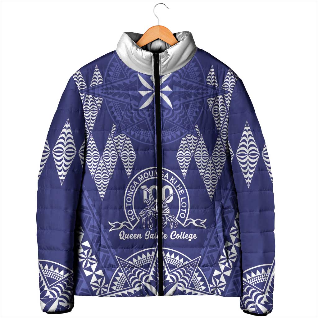Personalised Queen Salote College Centenary Padded Jacket Tongan Kupesi Pattern - Polynesian Pride