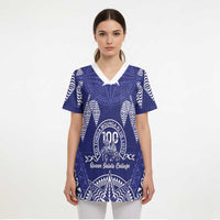 Personalised Queen Salote College Centenary Scrub Top Tongan Kupesi Pattern - Polynesian Pride