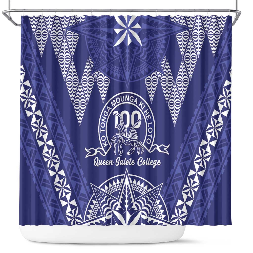 Queen Salote College Centenary Shower Curtain Tongan Kupesi Pattern - Polynesian Pride
