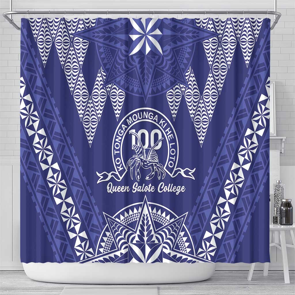 Queen Salote College Centenary Shower Curtain Tongan Kupesi Pattern - Polynesian Pride