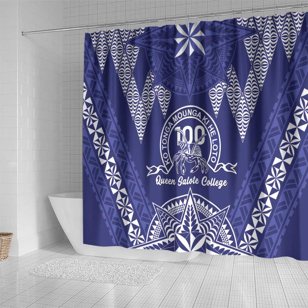 Queen Salote College Centenary Shower Curtain Tongan Kupesi Pattern - Polynesian Pride