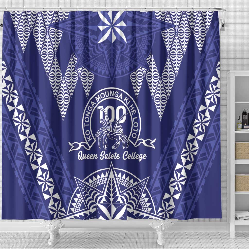 Queen Salote College Centenary Shower Curtain Tongan Kupesi Pattern - Polynesian Pride