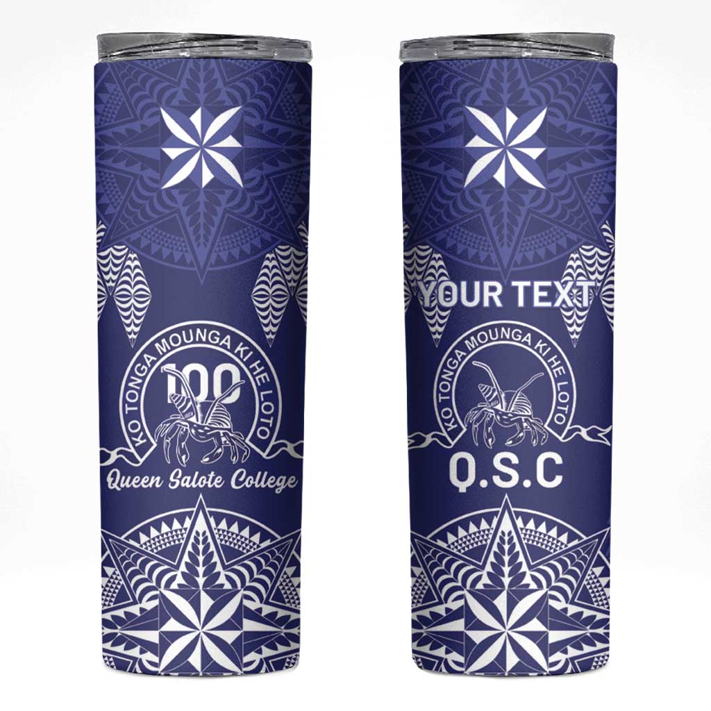 Personalised Queen Salote College Centenary Skinny Tumbler Tongan Kupesi Pattern - Polynesian Pride