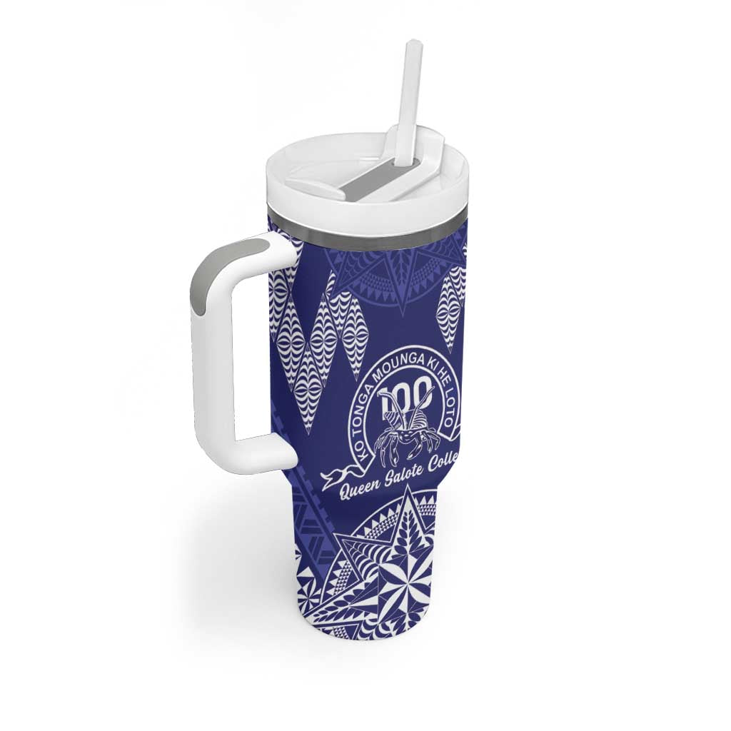 Personalised Queen Salote College Centenary Tumbler With Handle Tongan Kupesi Pattern - Polynesian Pride