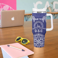 Personalised Queen Salote College Centenary Tumbler With Handle Tongan Kupesi Pattern - Polynesian Pride
