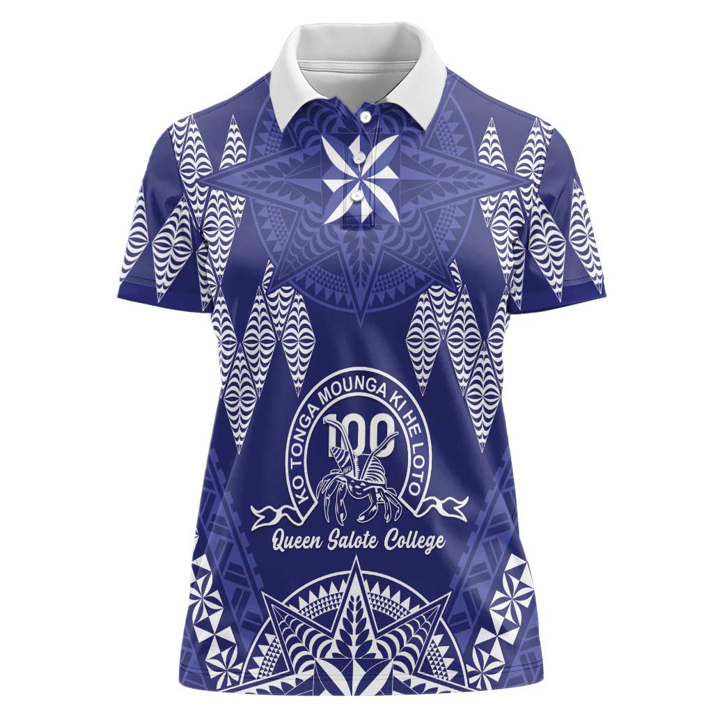 Personalised Queen Salote College Centenary Women Polo Shirt Tongan Kupesi Pattern - Polynesian Pride