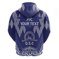 Personalised Queen Salote College Centenary Zip Hoodie Tongan Kupesi Pattern - Polynesian Pride