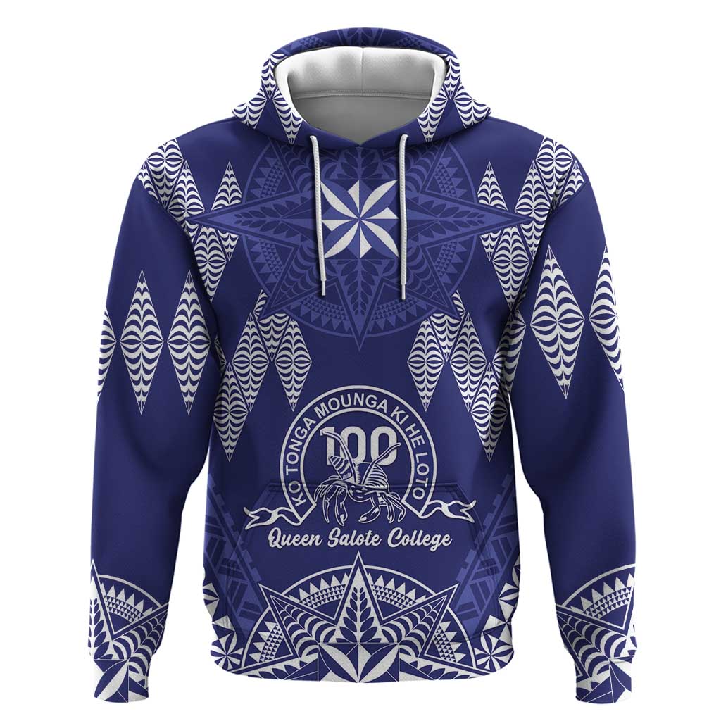 Personalised Queen Salote College Centenary Zip Hoodie Tongan Kupesi Pattern - Polynesian Pride