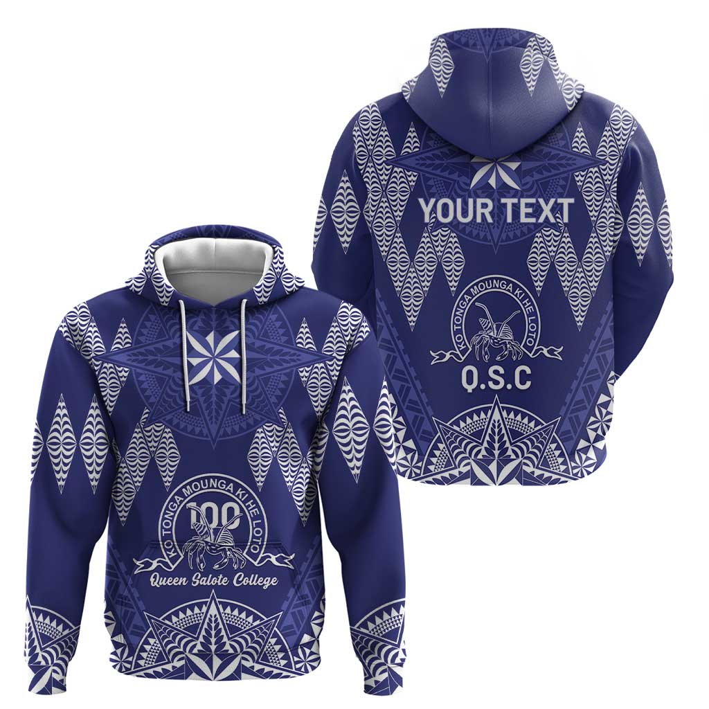 Personalised Queen Salote College Centenary Zip Hoodie Tongan Kupesi Pattern - Polynesian Pride