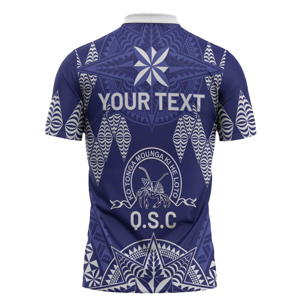 Personalised Queen Salote College Centenary Zipper Polo Shirt Tongan Kupesi Pattern - Polynesian Pride