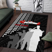 Pearl Harbor Remembrance Day Area Rug USS Arizona In Memory With Polynesian Pattern LT05 Black - Polynesian Pride
