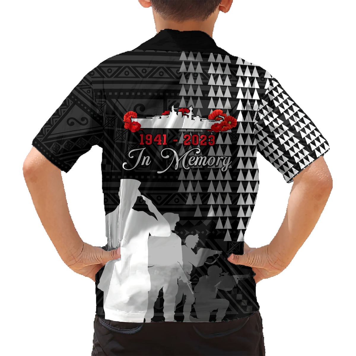 Pearl Harbor Remembrance Day Kid Hawaiian Shirt USS Arizona In Memory With Polynesian Pattern LT05 - Polynesian Pride