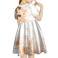 Fiji Kid Short Sleeve Dress Masi Tapa Pattern Brown LT05 - Polynesian Pride