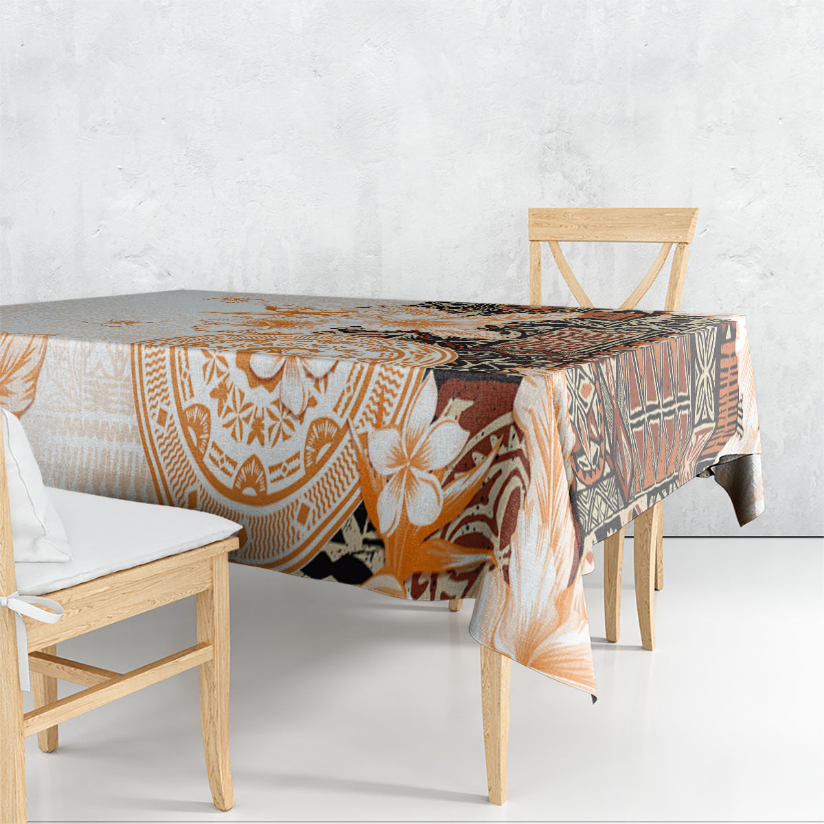 Fiji Tablecloth Masi Tapa Pattern Brown LT05 - Polynesian Pride