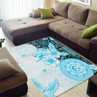 Fiji Area Rug Masi Tapa Pattern Blue LT05 - Polynesian Pride