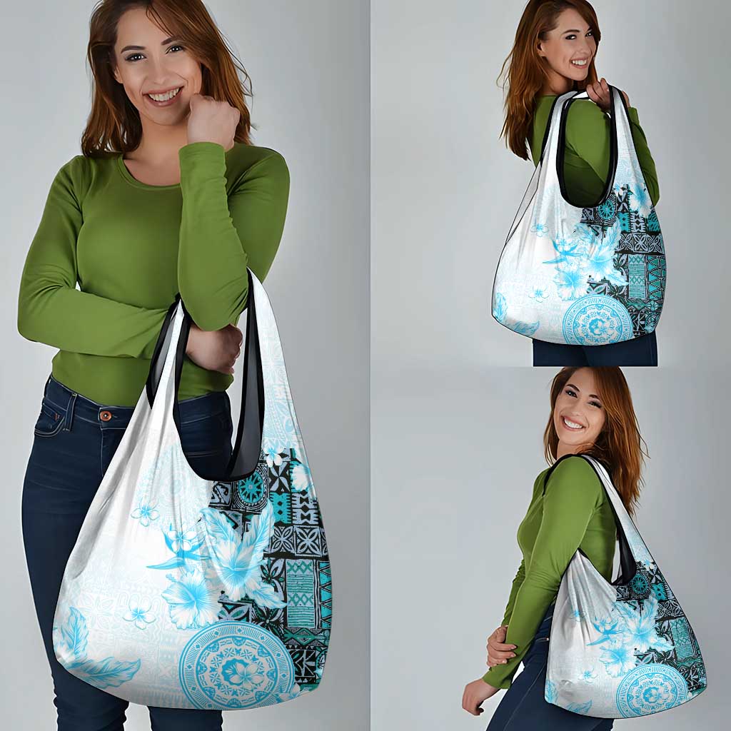 Fiji Grocery Bag Masi Tapa Pattern Blue