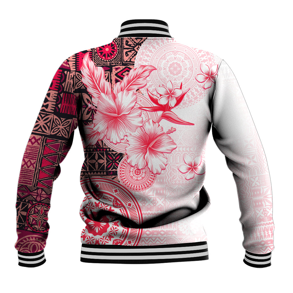 Fiji Baseball Jacket Masi Tapa Pattern Red LT05 - Polynesian Pride