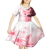 Fiji Kid Short Sleeve Dress Masi Tapa Pattern Red LT05 - Polynesian Pride