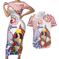 Happy Guam Santa Marian Kamalen Day Couples Matching Short Sleeve Bodycon Dress and Hawaiian Shirt