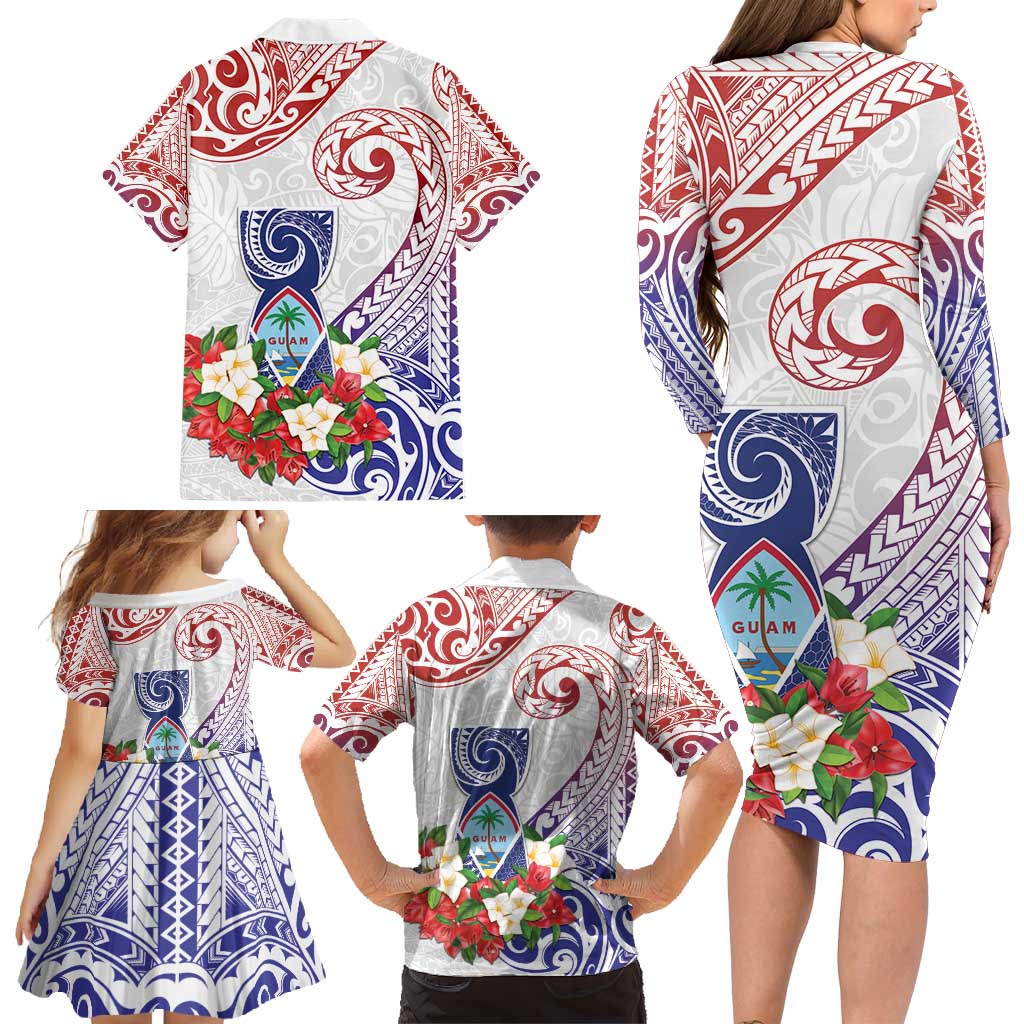 Happy Guam Santa Marian Kamalen Day Family Matching Long Sleeve Bodycon Dress and Hawaiian Shirt LT05 - Polynesian Pride