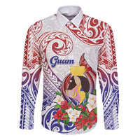 Happy Guam Santa Marian Kamalen Day Family Matching Long Sleeve Bodycon Dress and Hawaiian Shirt LT05 Dad's Shirt - Long Sleeve White - Polynesian Pride