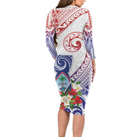 Happy Guam Santa Marian Kamalen Day Family Matching Long Sleeve Bodycon Dress and Hawaiian Shirt LT05 - Polynesian Pride